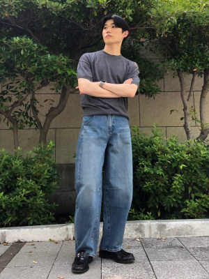 【24AW】バレルレッグ ジーンズ ◆プラダ◆人気 バレルレッグジーンズ/デニムカーブパンツ | SPINNS WEB STORE