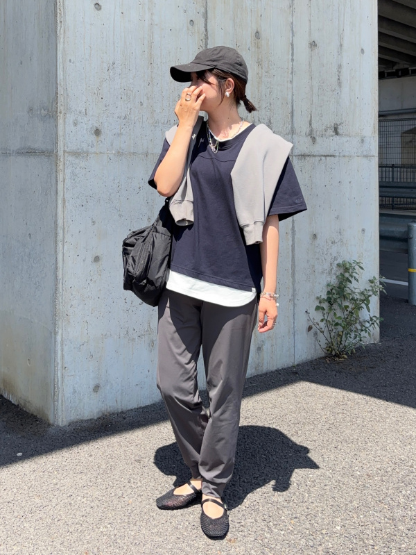 リネン ジョガーパンツ レディース 夏 シンプル コーデ リネンカーディガン×きれいめジョグパンツコーデ（sold out