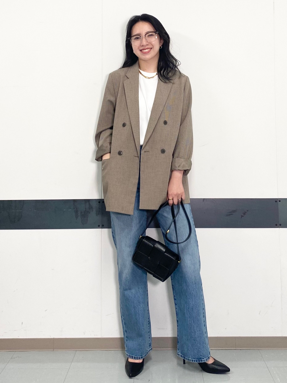 ダブルジャケット、タックワイドパンツ」の着用コーディネート