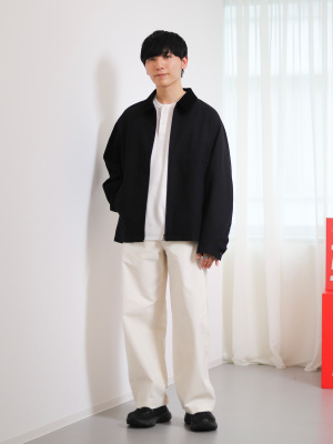 【新品未使用タグ付】UNIQLO U ジップアップショートブルゾン　ブラックXL ユニクロ公式 | ジップアップショートブルゾン