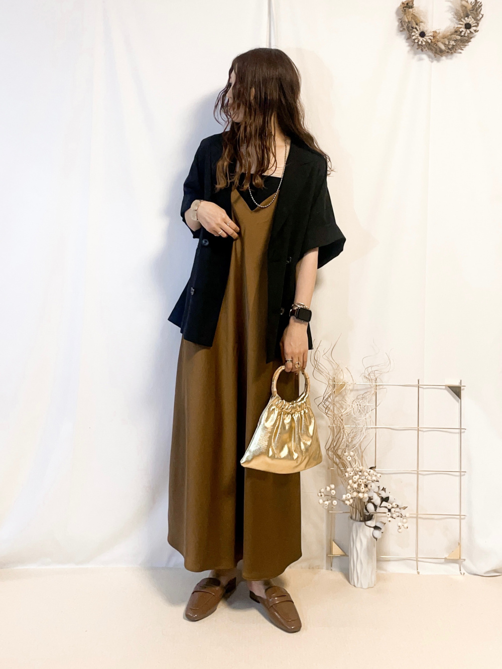 エアリズムコットンブラチューブトップ」の着用コーディネート