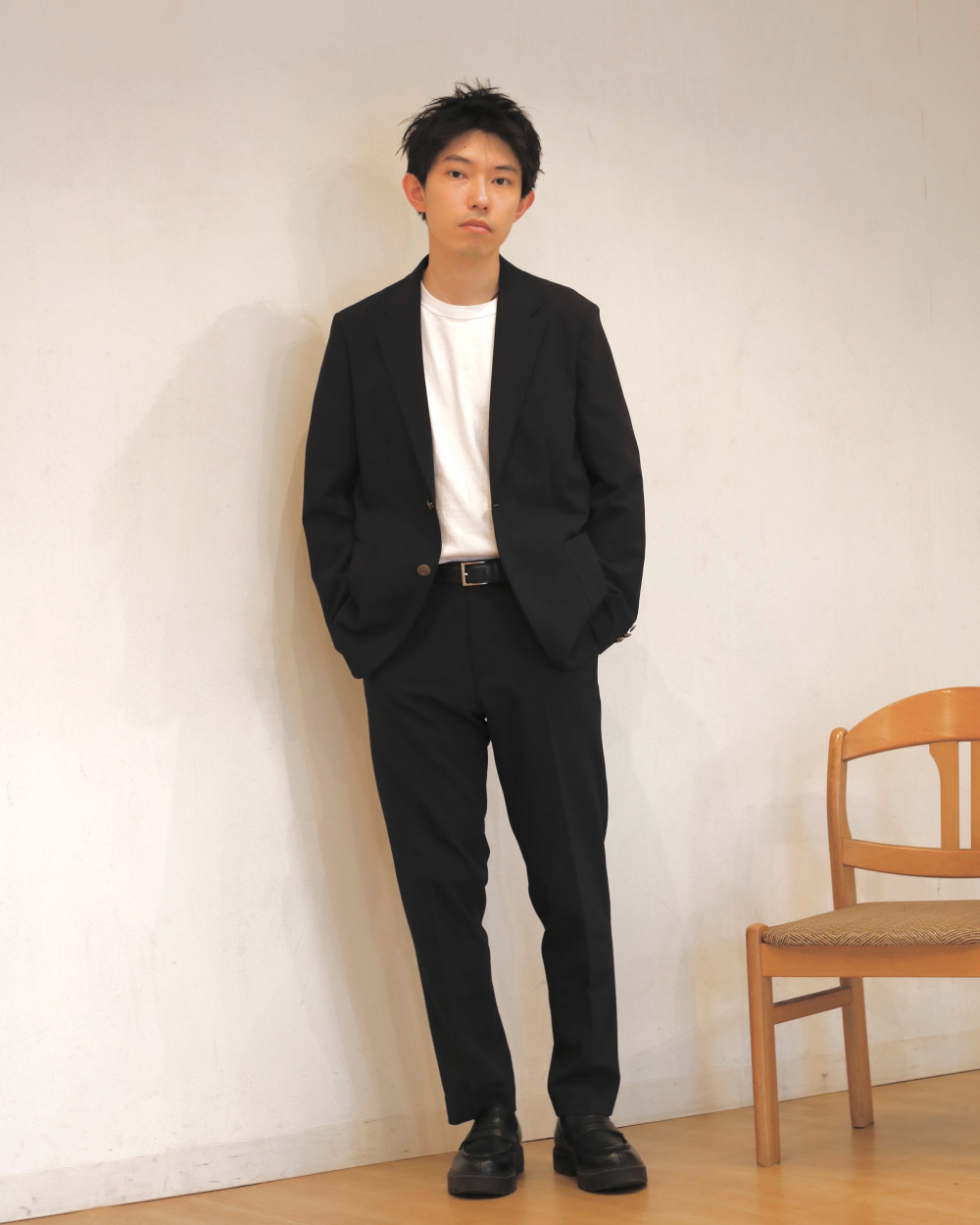 クルーネックTシャツ、ストレッチウールスリムジャケット/カスタム