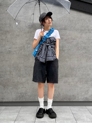 新品■PRODUCT:プロダクト デニムハーフパンツ デニムショーツ デニム ハーフパンツ 膝下丈 ダメージ メンズ デニム ショート