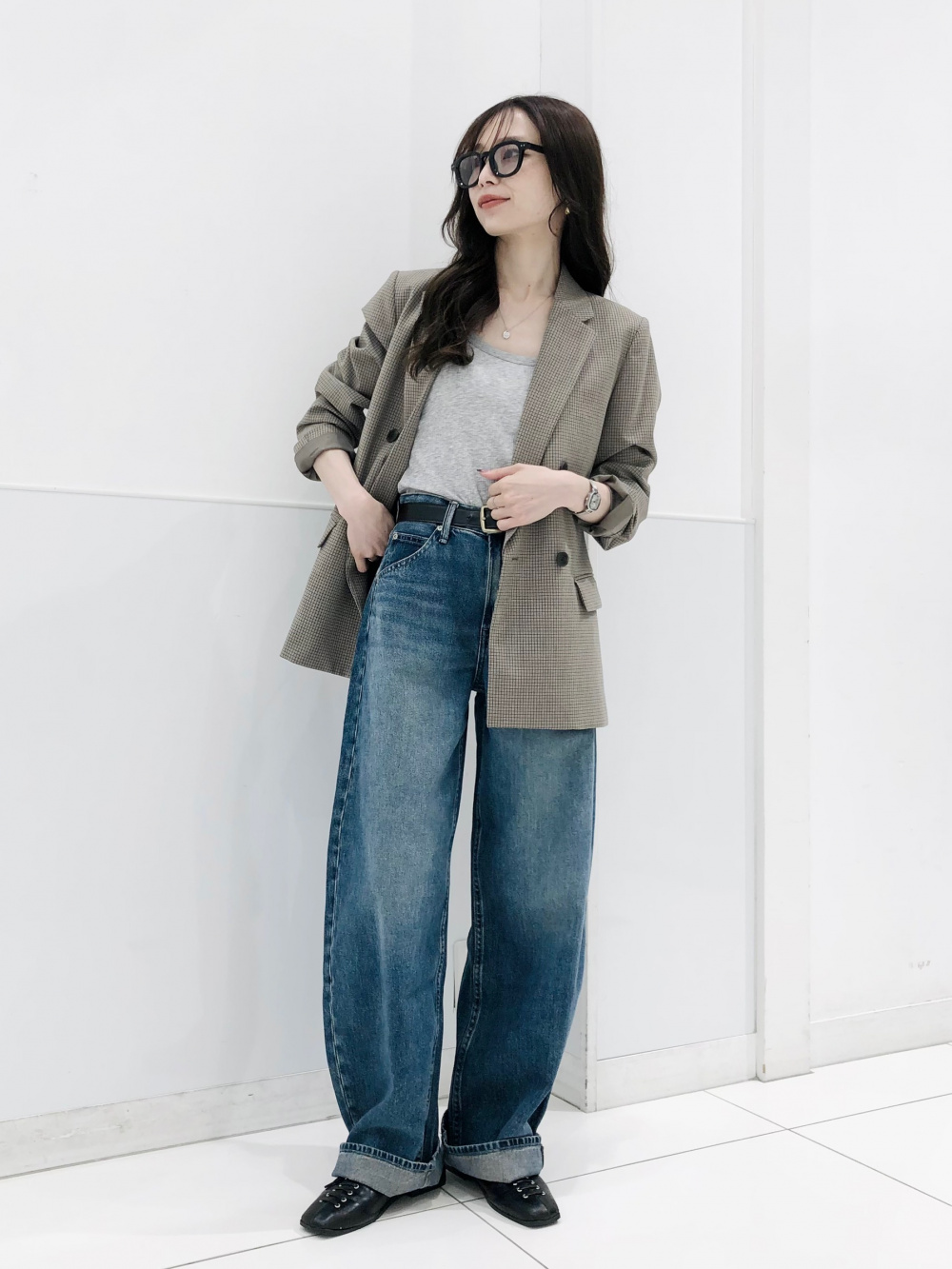 極美品 UNIQLO ダブルジャケット タックワイドパンツ セットアップ 新品タグ付 ユニクロC 感動ダブルジャケット•タックワイドパンツ