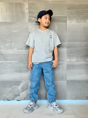 2024年 UNIQLO ユニクロ キッズ 160 デニム カーゴパンツ 暖パン