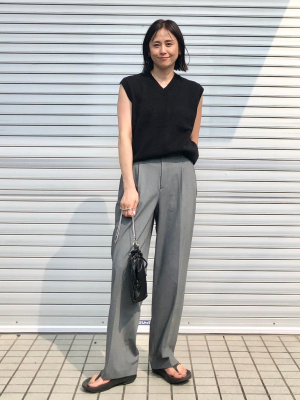 【LOEWE】ウール アシンメトリー ワイドパンツ タック入り ツータックワイドパンツ [M4131] | SALE!! - レディース