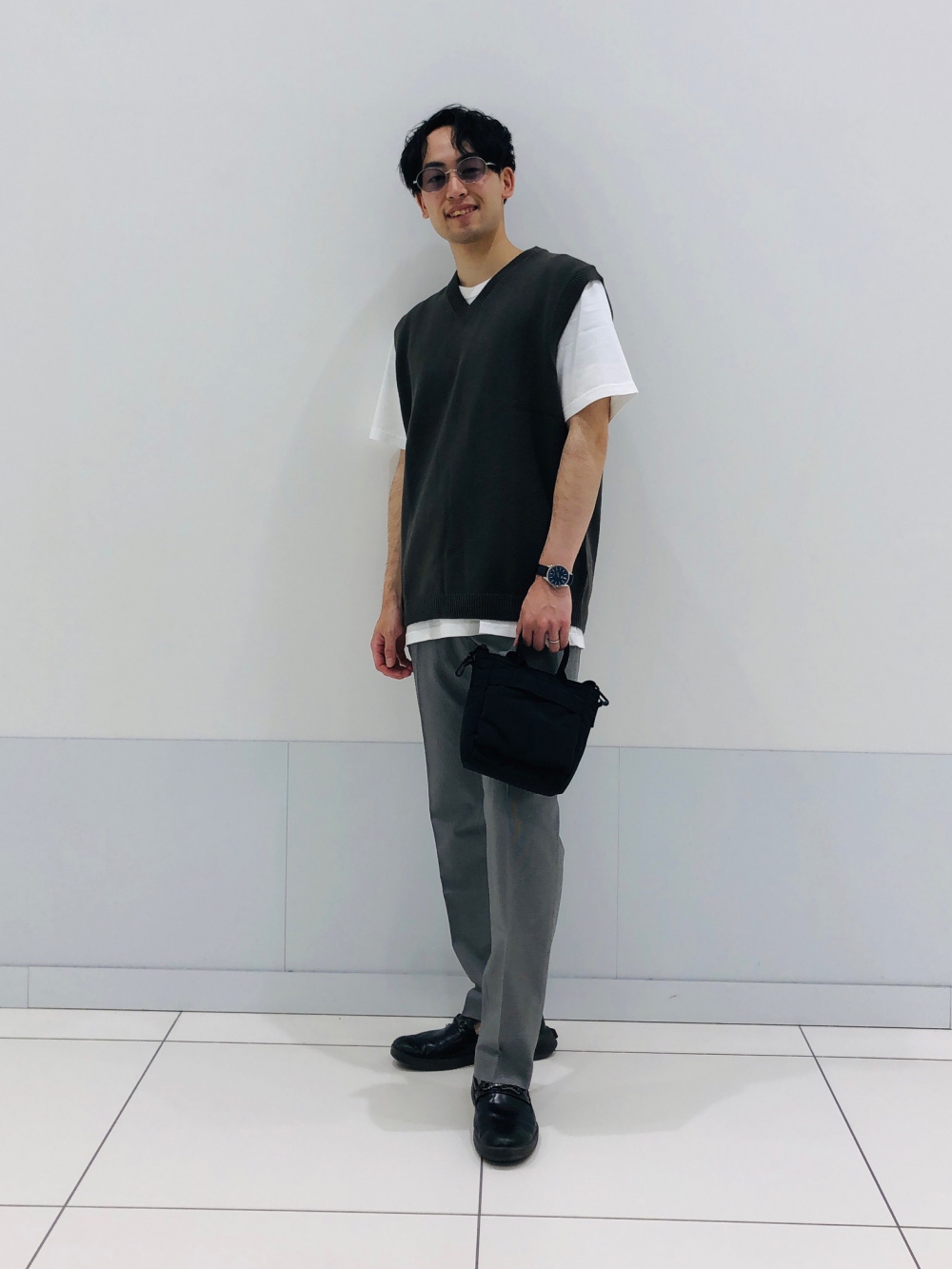 ADRER トップス・ジャケット・パンツコーデセット ベージュジャケットパンツセットアップスーツ×ブラック