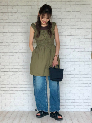 ユニクロ公式 | コットンギャザーミニワンピース/ノースリーブ