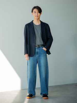 もも　らくらく　ぴまコットン　M ネイビー スーピマコットン 2タックイージートラウザーズ｜nest Robe