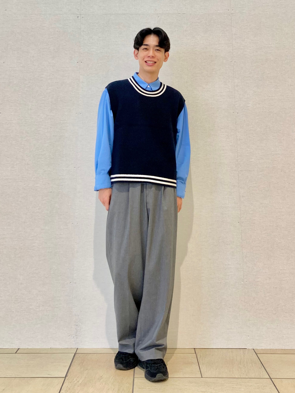 ダブルジャケット、タックワイドパンツ」の着用コーディネート