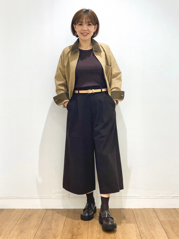 コーティングショートブルゾン、スーピマコットンT/長袖の 