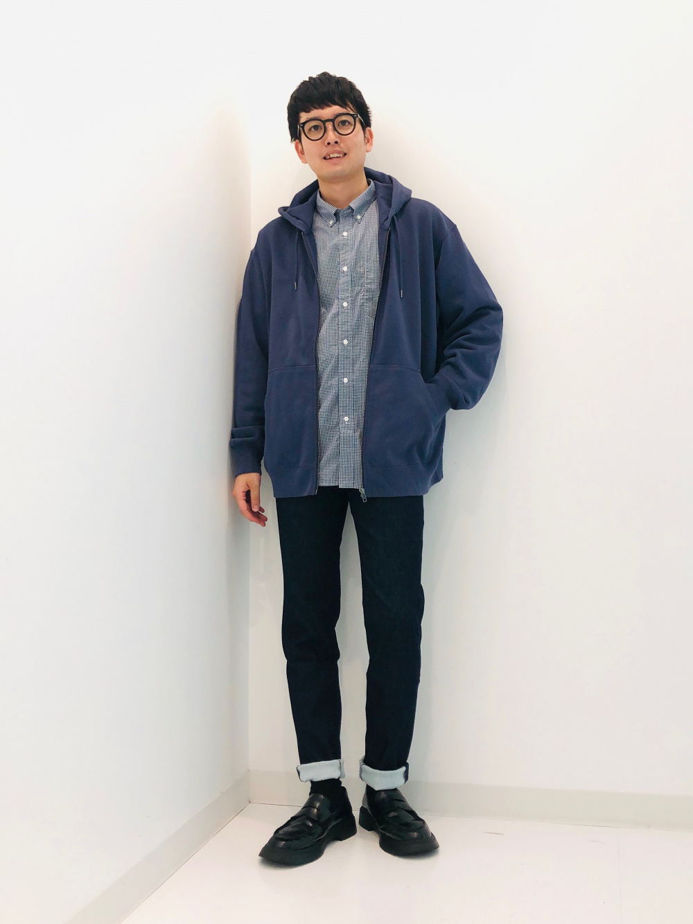 ウールブレンドジャケット、ブロードシャツ/チェック/ボタンダウン」の