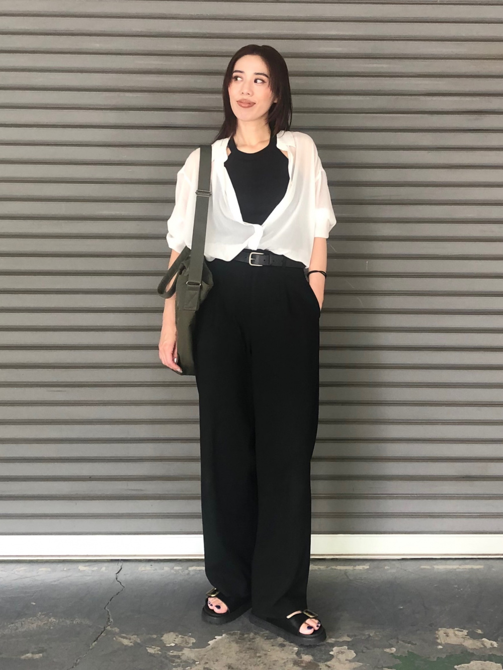 ダブルジャケット、タックワイドパンツ」の着用コーディネート