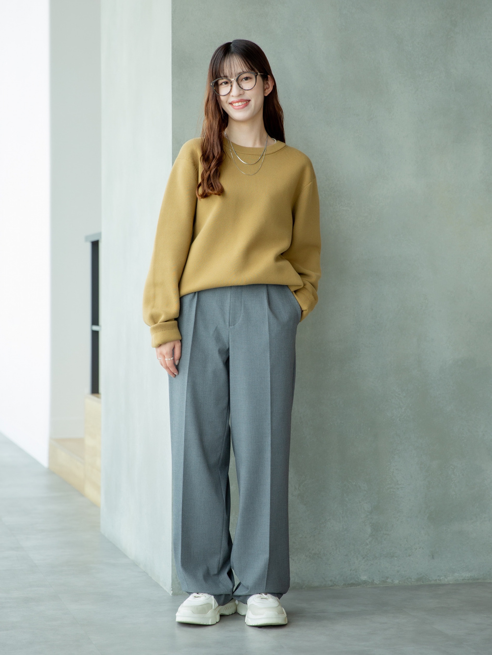 ダブルジャケット、タックワイドパンツ」の着用コーディネート