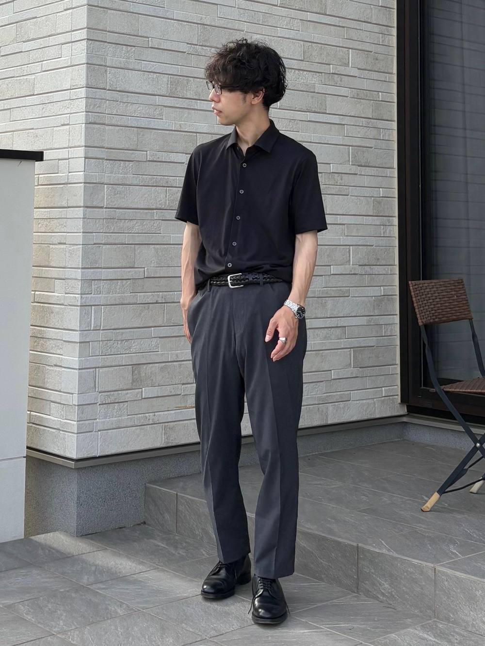 【ユニクロ 】感動ジャケット・感動パンツ・シャツ 感動シャツジャケット/ウールライク、感動パンツ」の着用