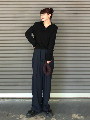 【毎シーズン完売必至】ビッグマック ワイドパンツ 黒 サイズS 通年着用可 ユニクロ公式 | タックワイドパンツ