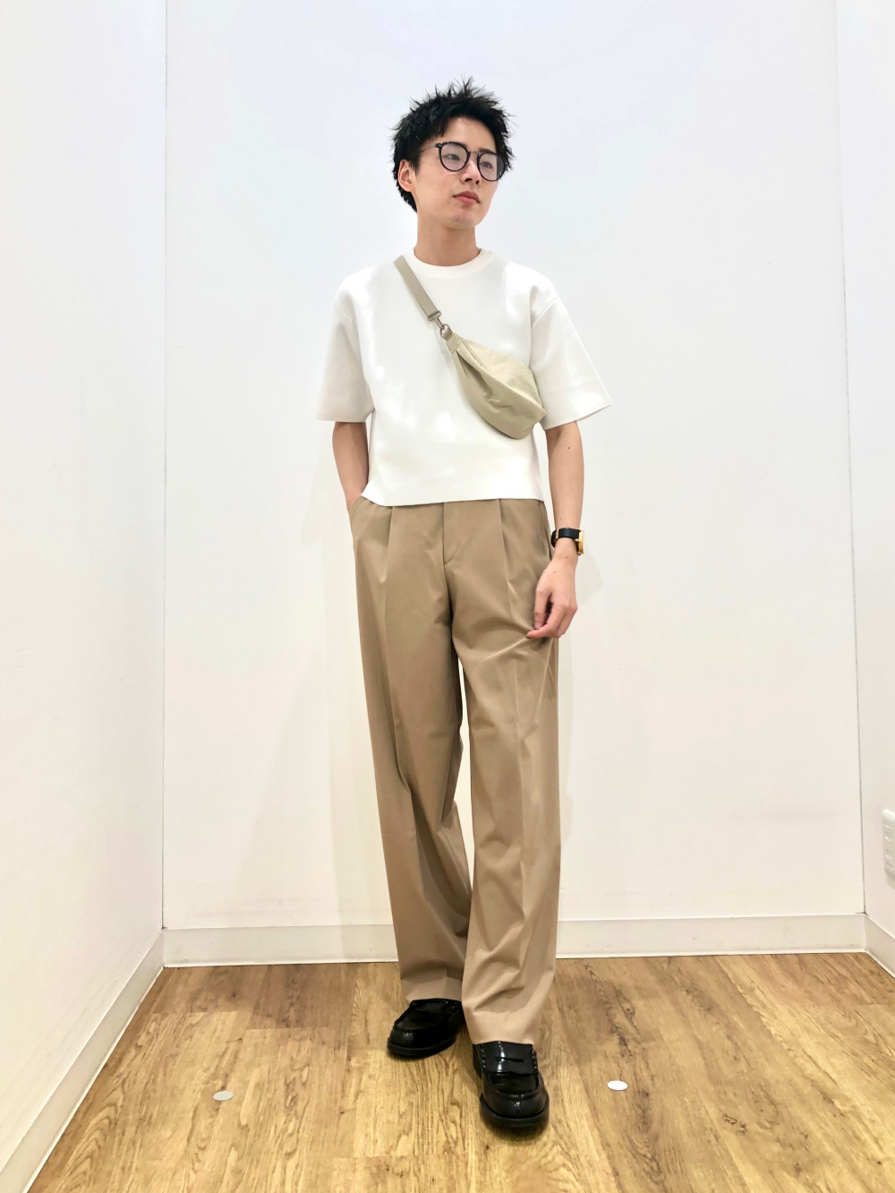 ダブルジャケットとタックワイドパンツ ダブルジャケット、タックワイドパンツ」の着用コーディネート