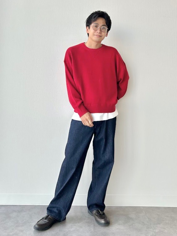人気☆ユニクロ セットアップ　デニムジャケット　ワイドストレートジーンズ デニムジャケット、ワイドストレートジーンズ」の着用