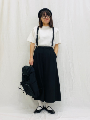 【美品】UNIQLO/キュロットパンツ/ブラック/ベルト/無地/ウエストゴム ユニクロ公式 | キュロット