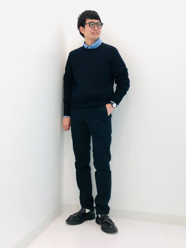 スーパーノンアイロンスリムシャツ/ボタンダウン（メンズ）の着用