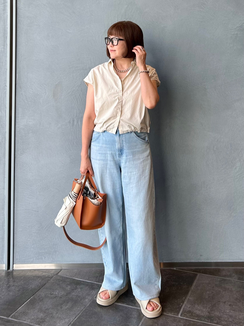 感動ダブルジャケットリラックスフィット、クロップドシャツ