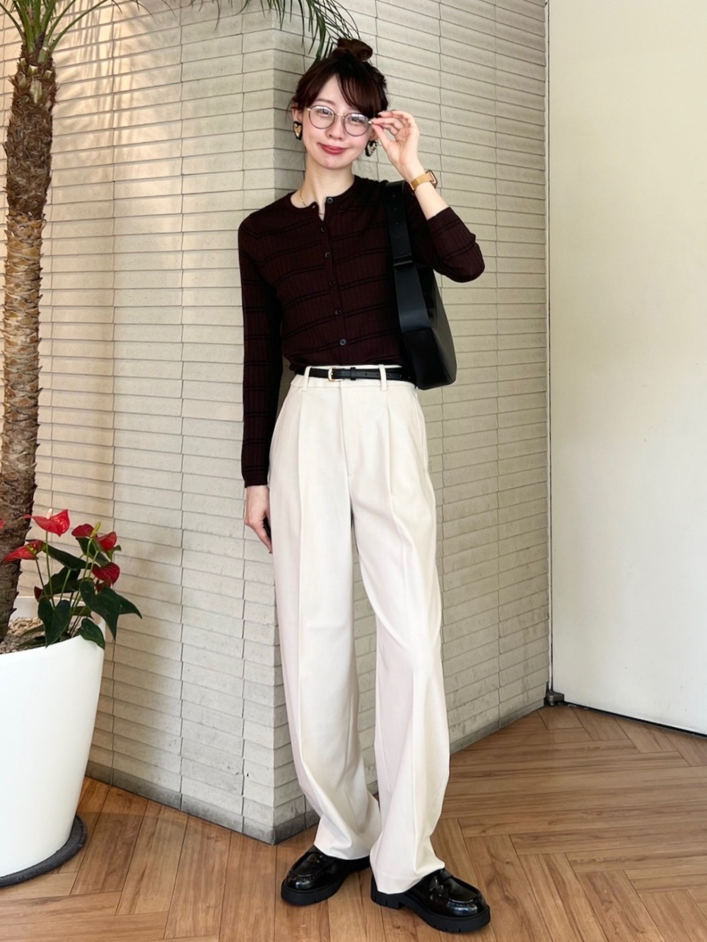 ダブルジャケット、タックワイドパンツ」の着用コーディネート