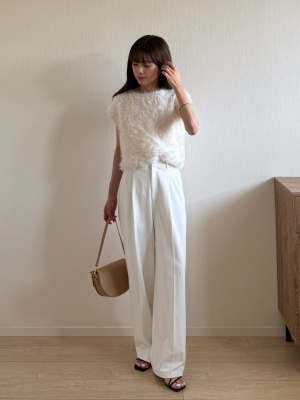 ワンタックワイドパンツ　ベージュ　アイボリー565hdfh ワンタックワイドパンツ ベージュ アイボリー565hdfh （タック