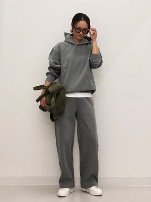 UNIQLO スウェットワイドパンツXS 黒、グレー UNIQLO:C スウェットワイドパンツ 黒 グレー XS 男女兼用 2点