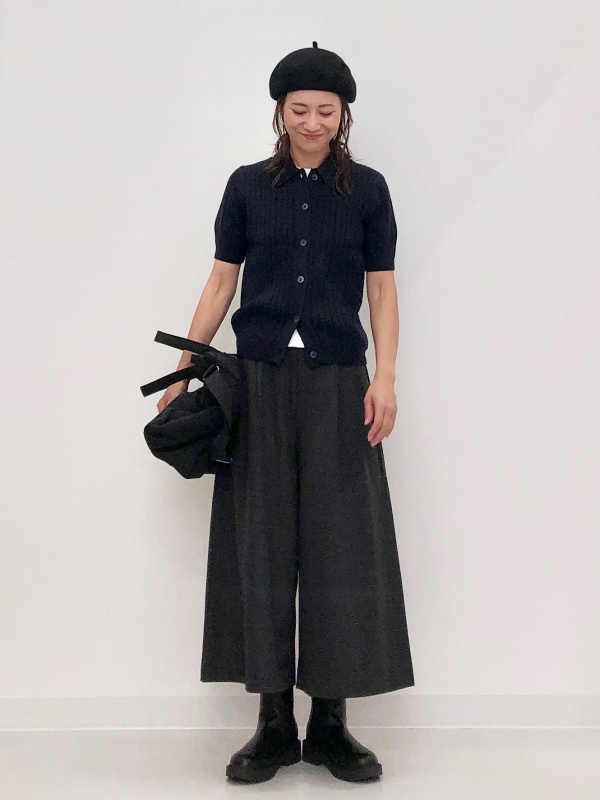 クルーネックT、リブポロカーディガン/半袖のコーディネート・着用