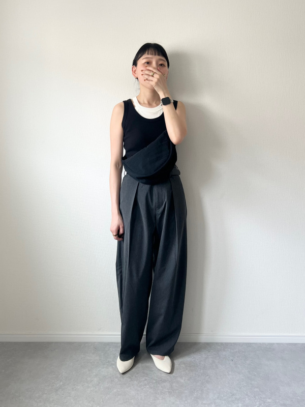 オーラリー　ソフトリブタンクトップ ORGANIC SOFT RIB TANK TOP(BLACK) - H-L