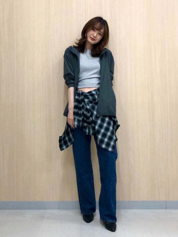 パフテックロングコートリラックスフィット、ストレートジーンズの
