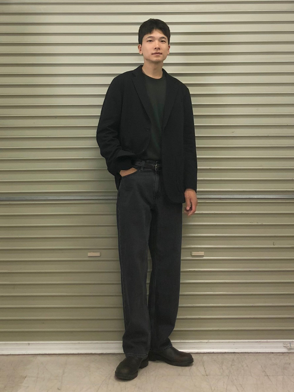 コンフォート2Bジャケット、ウォッシャブルミラノリブクルーネック