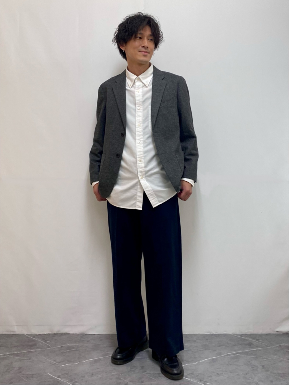ユニクロ 完売品 ブラッシュドジャージージャケット ヘリンボーン Mサイズ クルーネックTシャツ、ブラッシュドジャージージャケット/ヘリンボーン