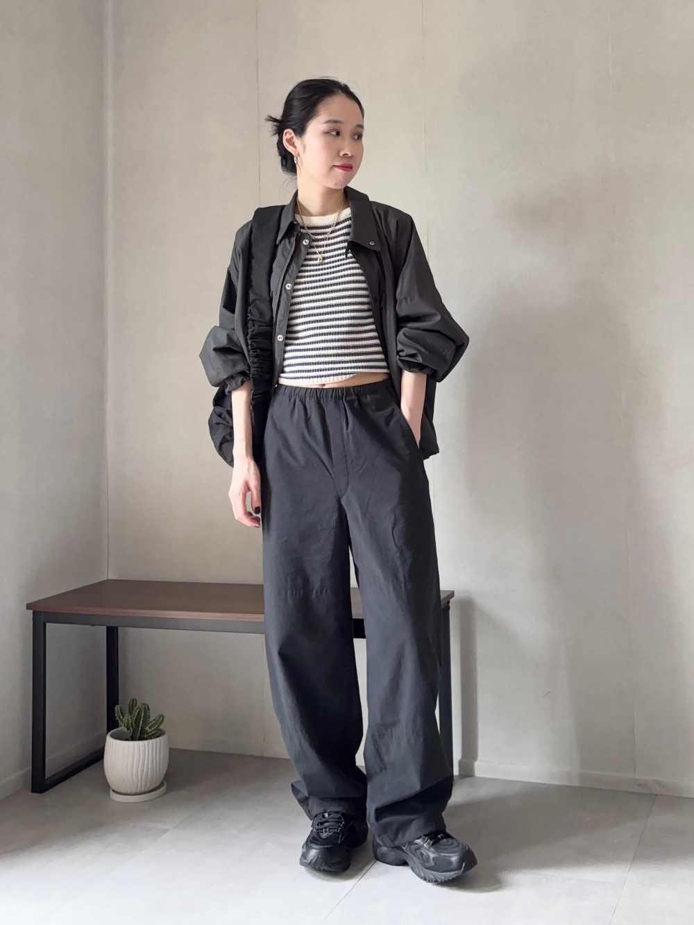 UNIQLO U ボリュームスリーブコクーンブルゾンS ボリュームスリーブコクーンブルゾン」の着用コーディネート