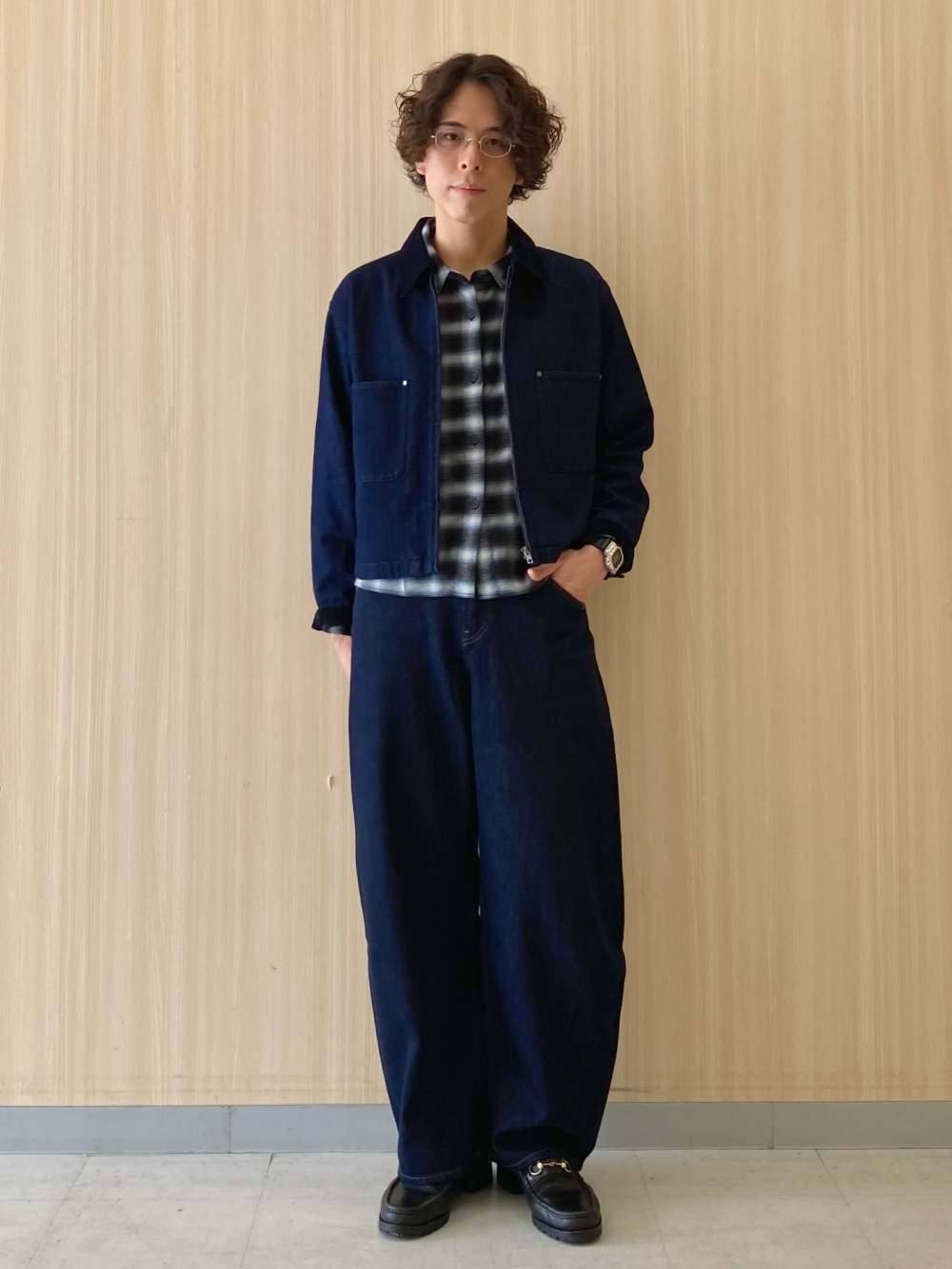 ニットフルジップジャケット、ブロードシャツ/ストライプ/レギュラー