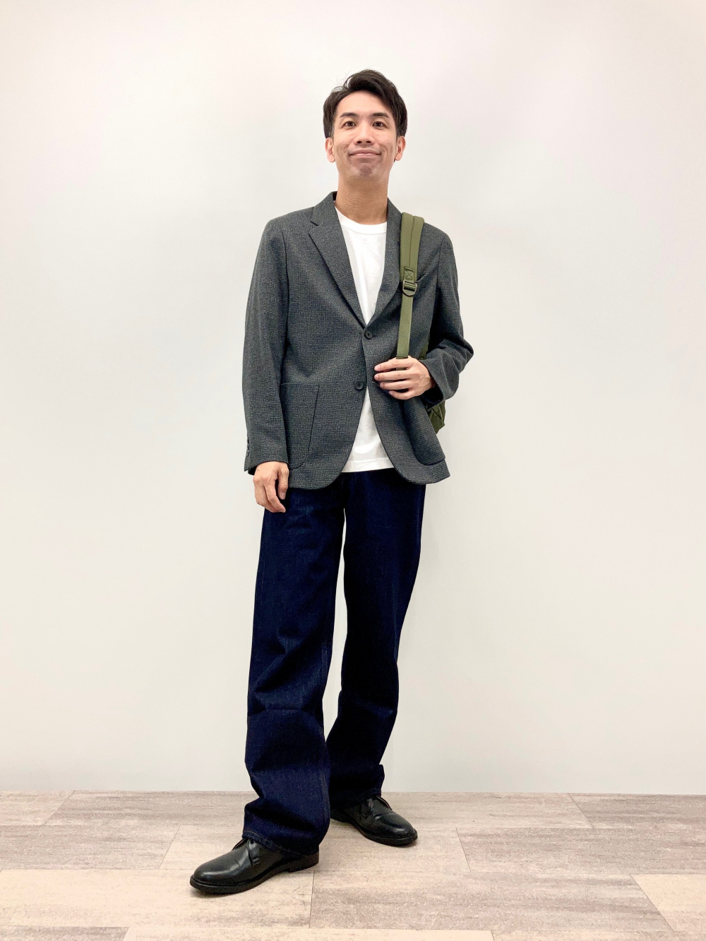 クルーネックTシャツ、ブラッシュドジャージージャケット/ヘリンボーン