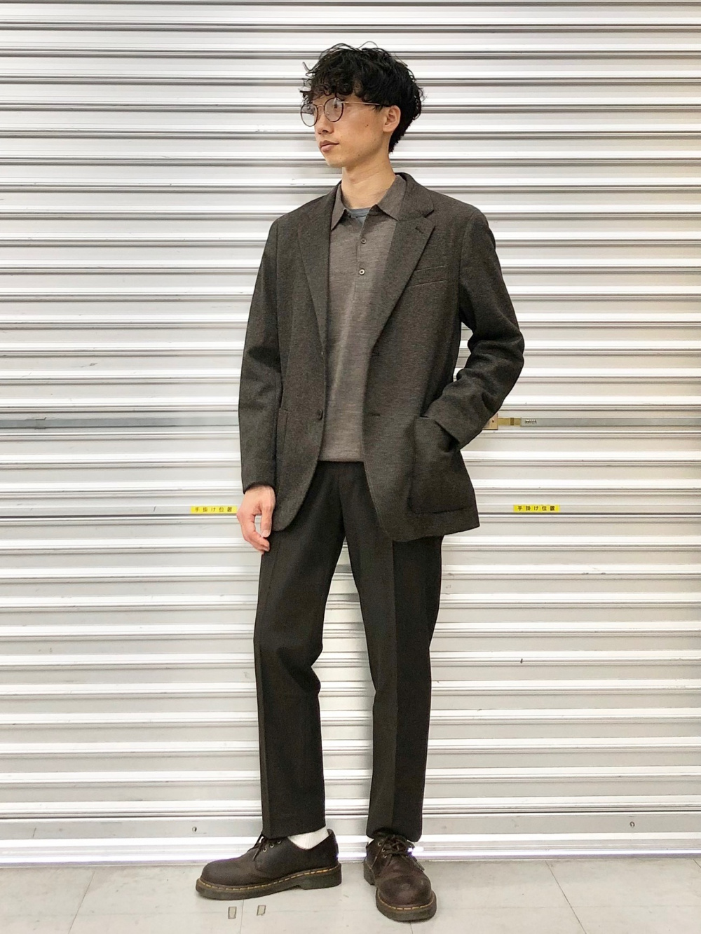 コンフォート2Bジャケット、ブラッシュドジャージーモックネックT