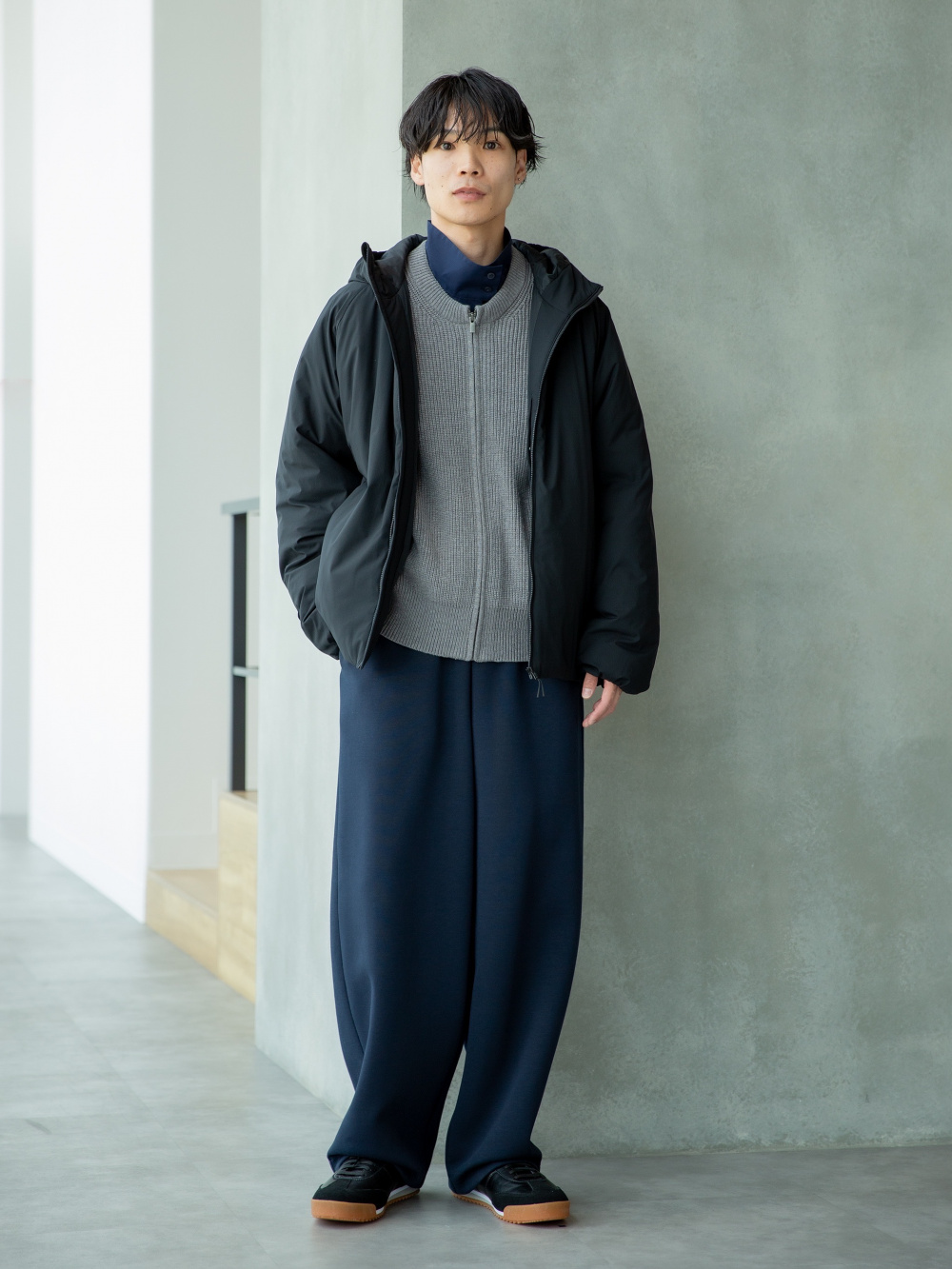 スウェットワイドパンツ、パフテックリラックスジャケット」の