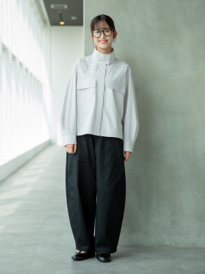 ✳︎45R 3wayコットンシャツジャケット　カシュクール　スタンドカラー ✳︎45R 3wayコットンシャツジャケット カシュクール スタンドカラー