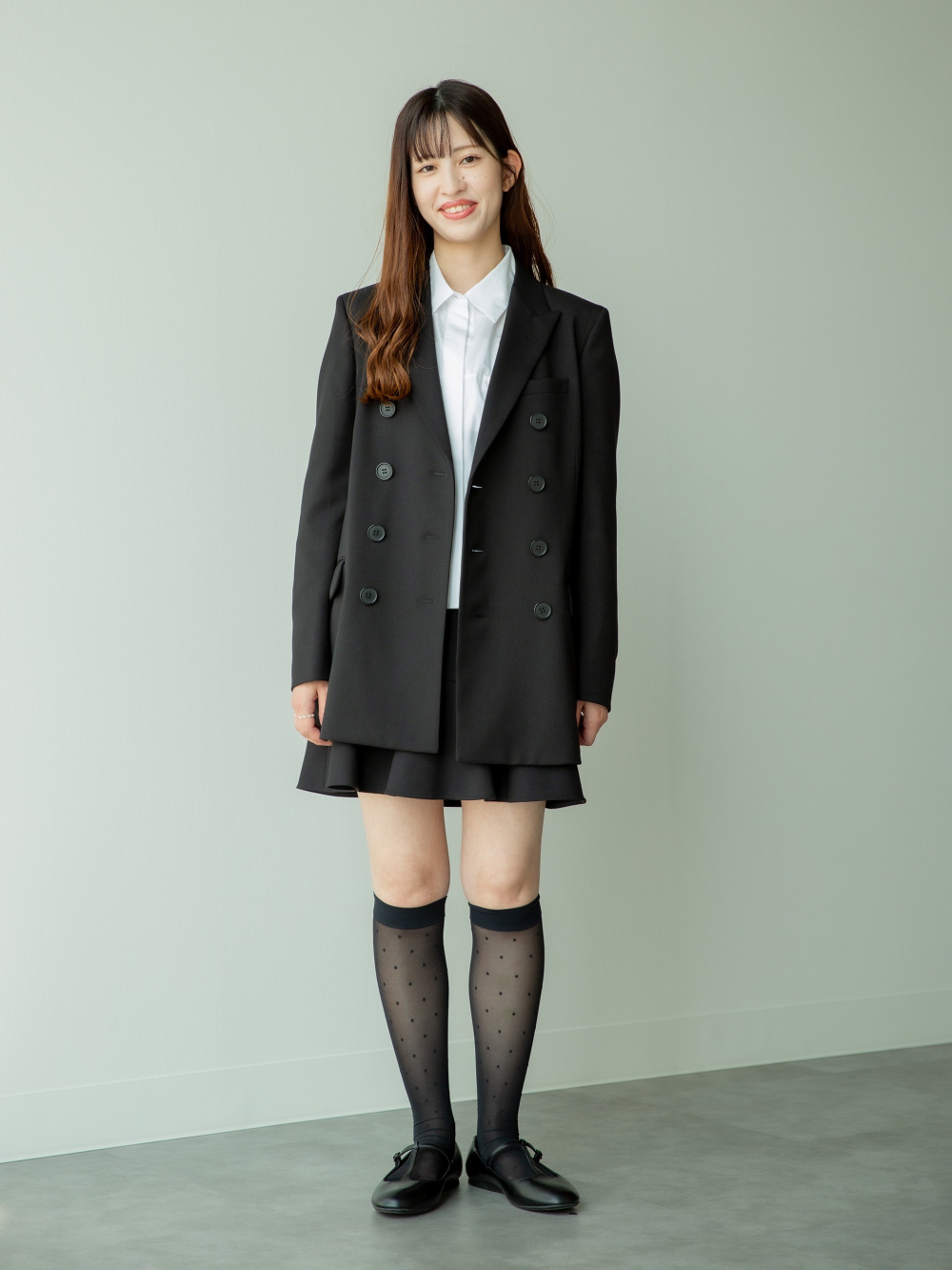 UNIQLO:C ツイードテーラードジャケット M フレアスコートXS セット ツイードテーラードジャケット、フレアスコート」の着用コーディネート