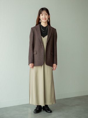 ユニクロC ツイードテーラードジャケット　ダークブラウン　L ユニクロ公式 | ツイードテーラードジャケット