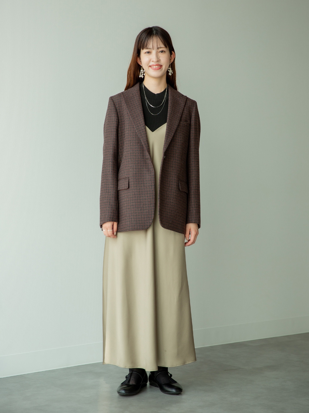 UNIQLO ツイードテーラードジャケット スムースコットンクルーネックセーター、ツイードテーラードジャケット