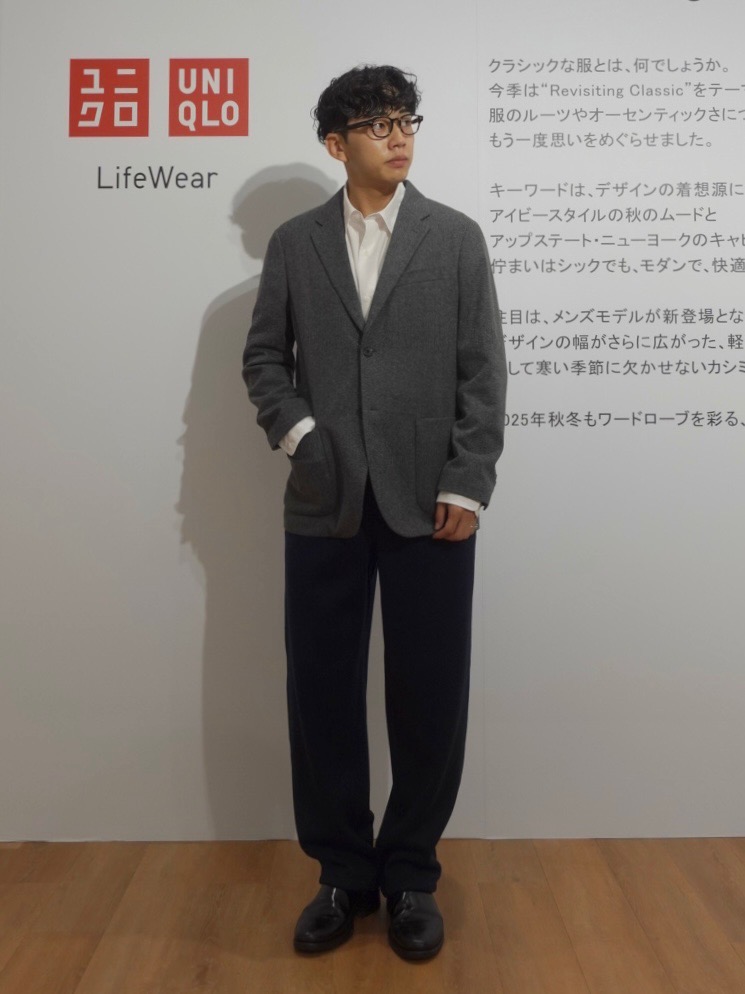 ブラッシュドジャージージャケット/ヘリンボーン、ブロードオーバー