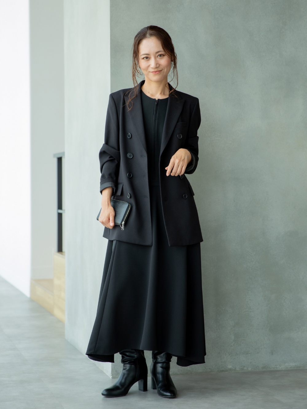 ダブルテーラードジャケット、極暖ヒートテックカシミヤブレンド