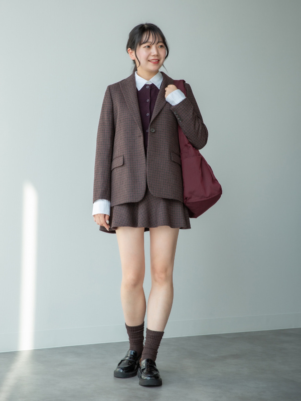 UNIQLO:C ツイードテーラードジャケット M フレアスコートXS セット ツイードテーラードジャケット、フレアスコート」の着用コーディネート