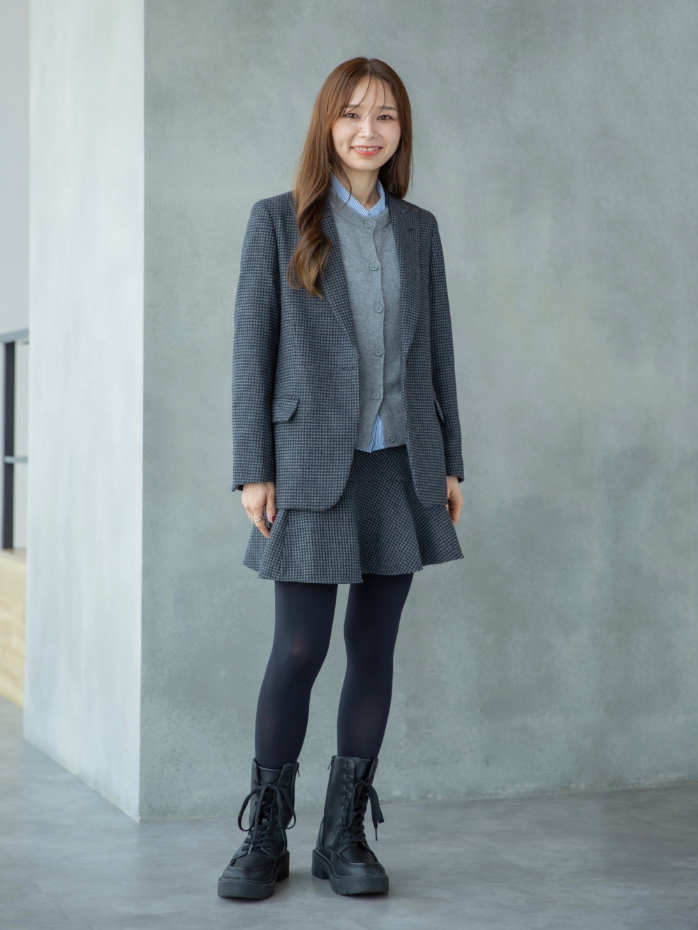 ツイードテーラードジャケット、フレアスコート」の着用コーディネート