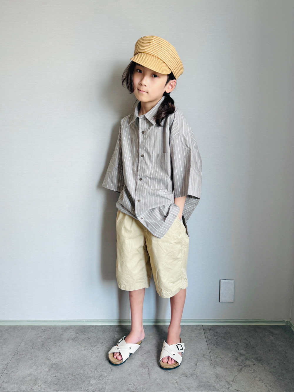 エアリズムコットングラフィックTシャツ、イージーショートパンツ」の