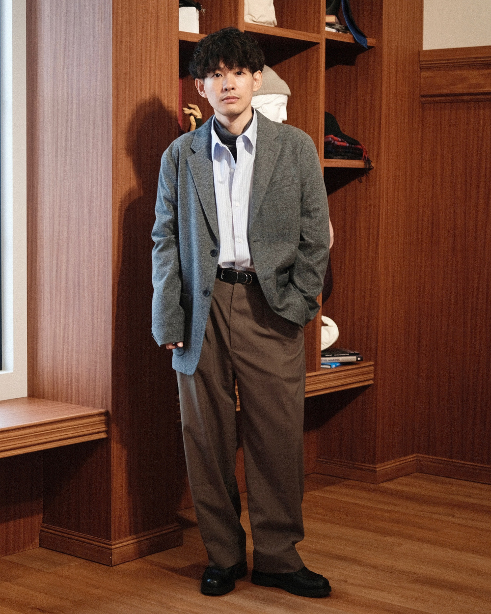 ブラッシュドジャージージャケット ダークブラウン 、ヘリンボーン２着 ユニクロ ユニクロ公式 | ブラッシュドジャージージャケット/ヘリンボーン