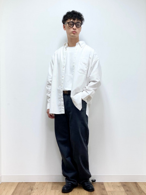 Graphpaper オックスフォードオーバーサイズ半袖シャツ 白 美品 ① Graphpaper (グラフペーパー) Oxford S/S Oversized B.D Shirt