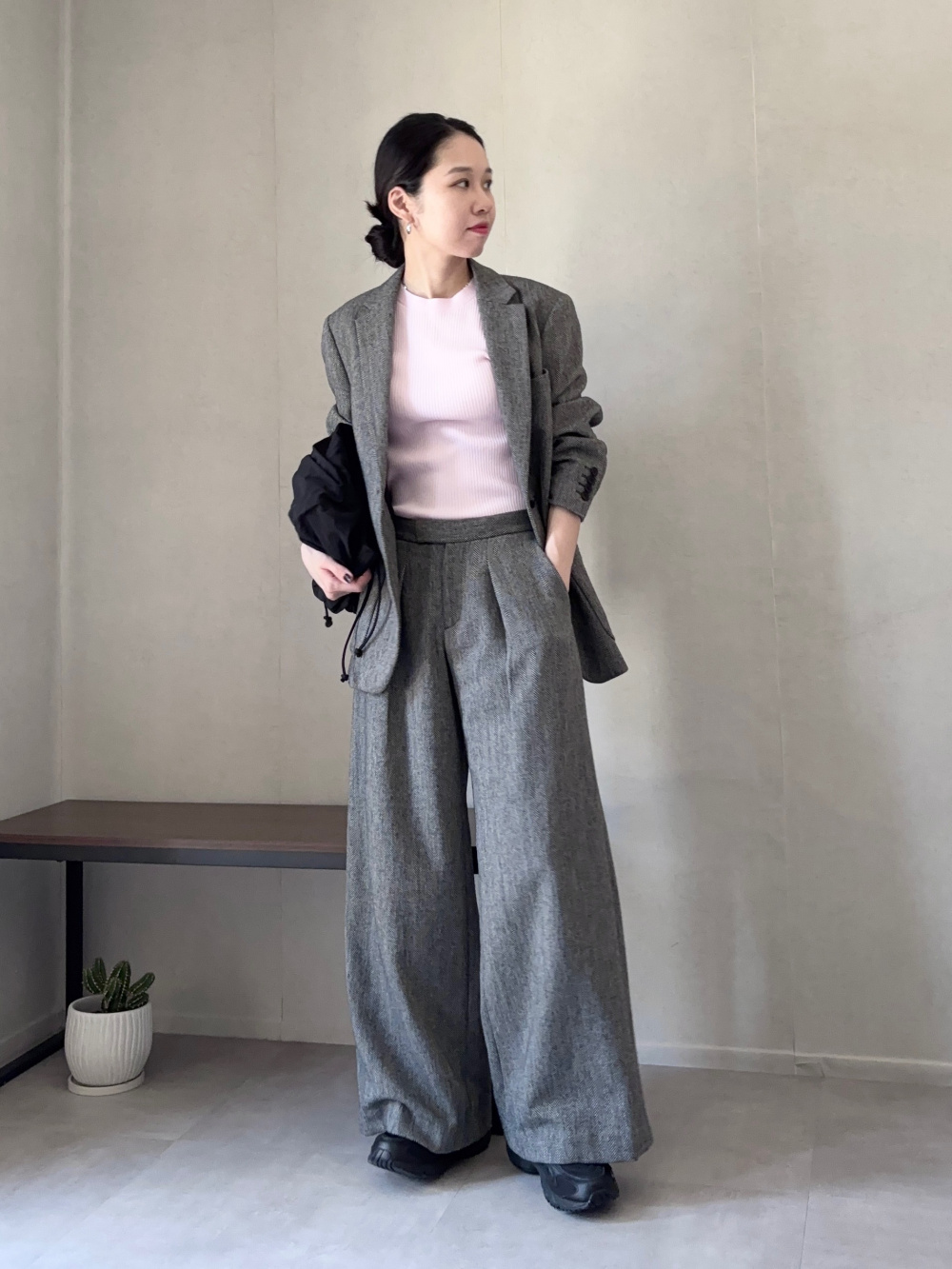 ツイードオーバーサイズジャケット」の着用コーディネート| ユニクロ公式